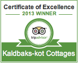 Tripadvisor certificate cottages Husavik Iceland